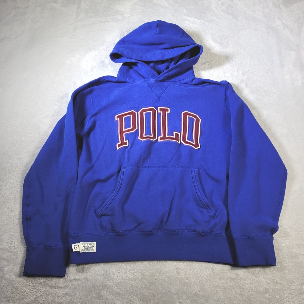 Polo Ralph Lauren Hoodie Mens XL Blue Collegiate Spellout Pullover Sweatshirt